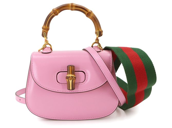 Mini mala de mão Gucci Bamboo Rosa