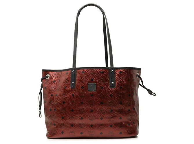 Sac à épaule réversible MCM Visetos Logogram Tote Noir Rouge Multicolore
