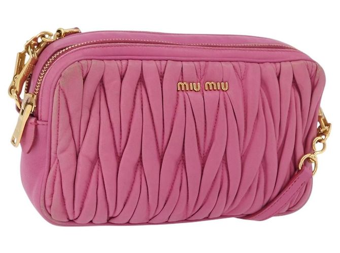 Miu Miu Tech Matelassé Leather Small Rosa
