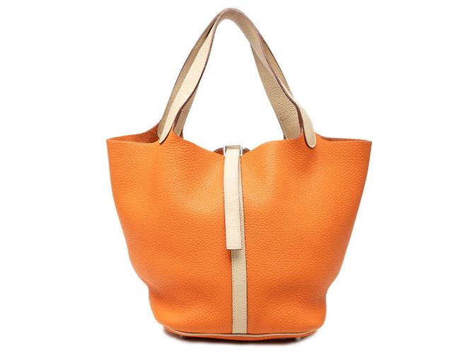 Hermès Bolso Hermes Picotin Lock MM Naranja Crudo