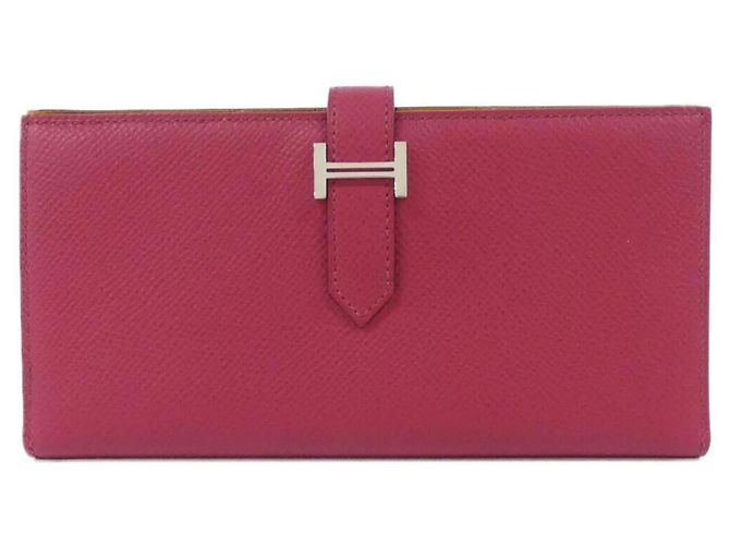 Hermès Hermes Bearn Soufflé Verso Geldbörse Rot