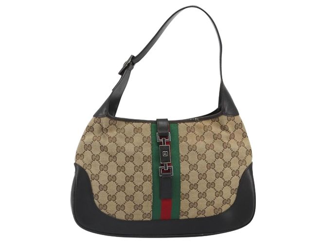 Gucci Web Jackie O Hobo GG Canvas Medium Beige