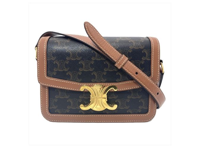 Céline Bolsa de Ombro Celine Teen Triomphe Marrom