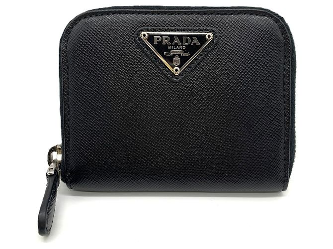Monedero Prada Saffiano Triangle Negro