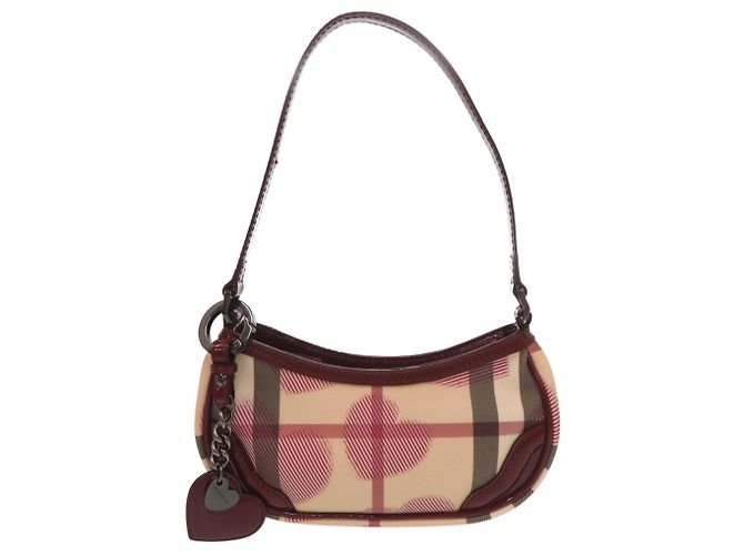 Pouch Accessori Burberry Nova Check a forma di cuore Rosso Beige