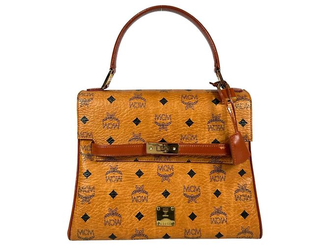 Bolso de mano MCM Visetos de cuero marrón Castaño