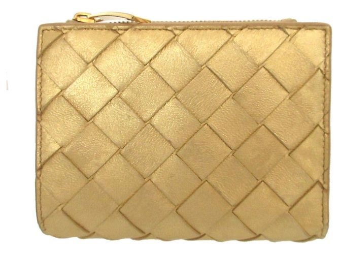 Bottega Veneta Bi-fold Leather Wallet Golden