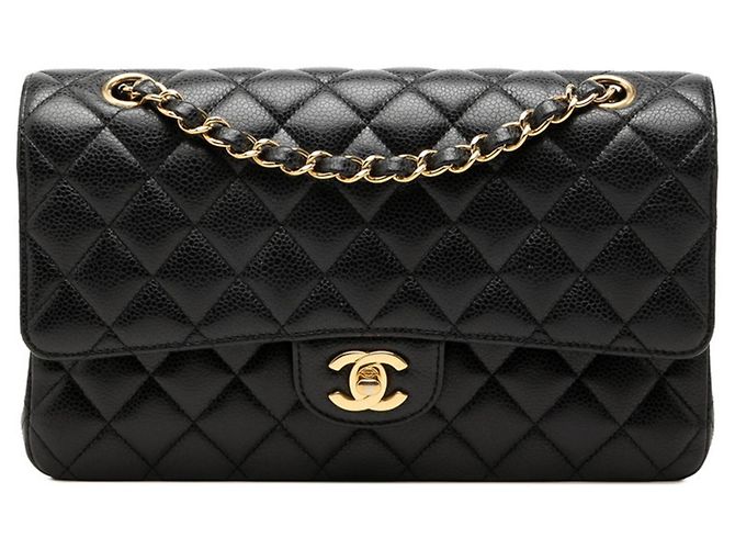 Bolso de hombro Chanel Matelassé 25 Double Flap con cadena Negro