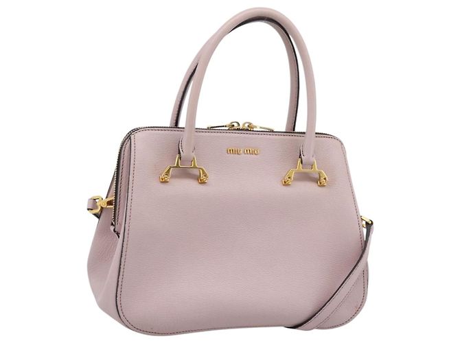 Bolsa Miu Miu em Couro 2way Rosa Tom Dourado Auth 167741M