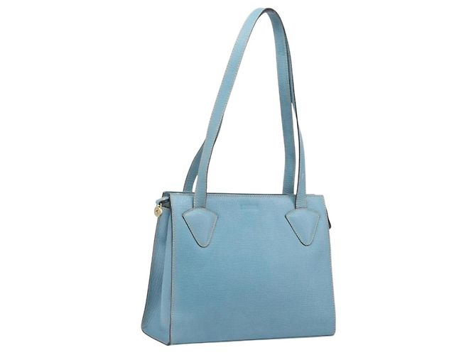 Sac Tote LOEWE en cuir bleu clair doré Auth bs37496A