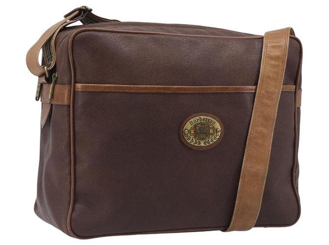 Borsa a tracolla Burberrys in pelle marrone e oro Auth ep15952 D'oro