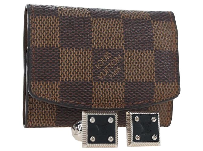 LOUIS VUITTON Damier Ebene Gemelos Silver Auth 206661V Plata