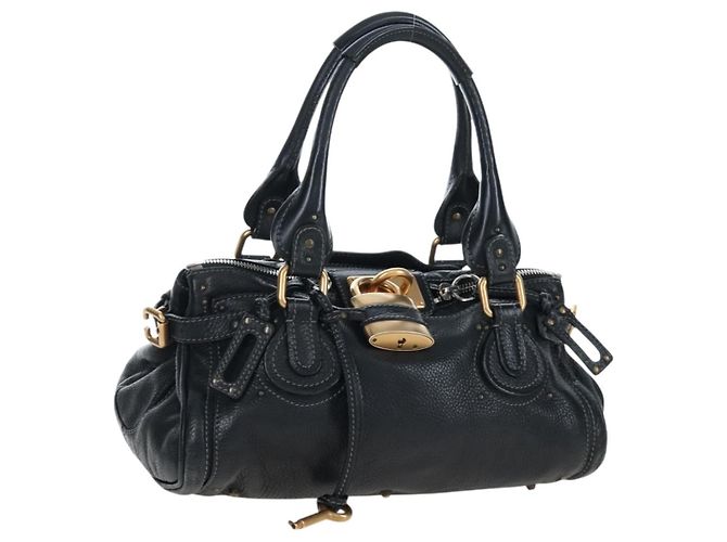 Chloé Borsa Chloe Paddington in pelle nera oro argento Auth BA16003V Nero D'oro