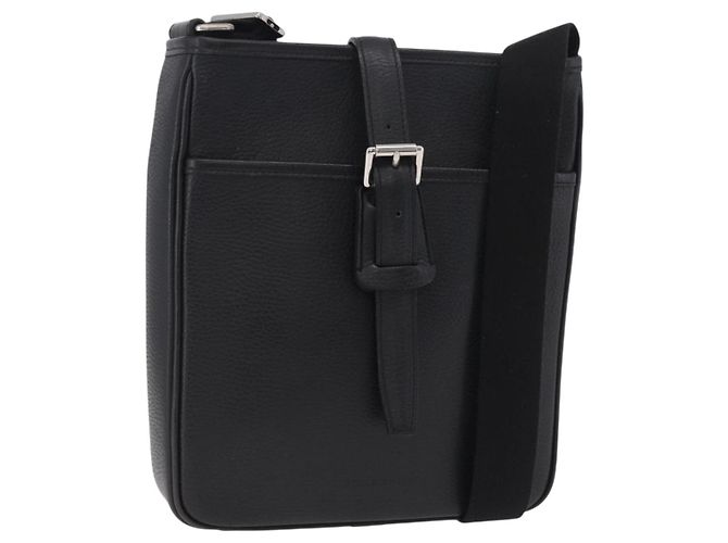 Borsa a tracolla BURBERRY in pelle nera argento Auth hk4156A Nero