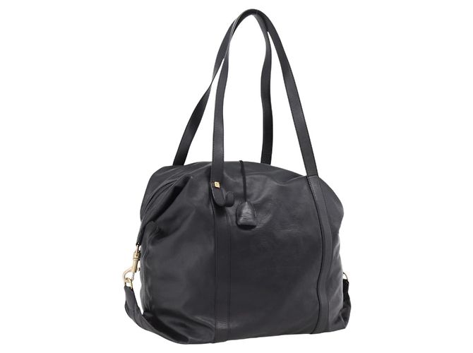 Borsa a tracolla LOEWE in pelle nera e tono oro Auth ka6432V Nero