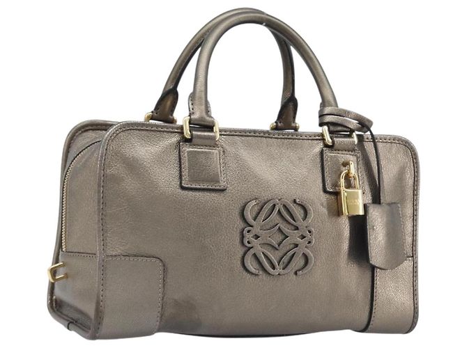 LOEWE Amazona 28 Handtasche Leder Gold Authentisch 207475V Golden