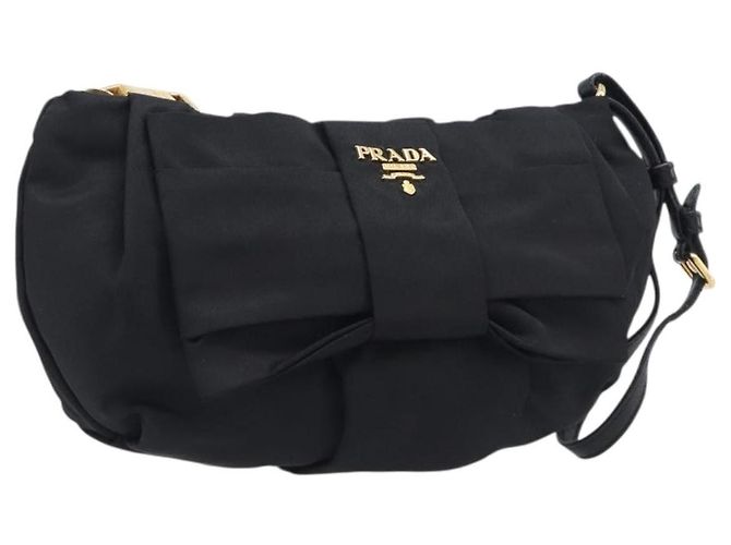 Pochette PRADA Nylon Noir Or Auth 205459V Doré