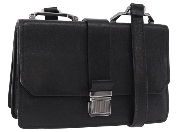 Borsa a tracolla Miu Miu Madras in pelle nera e argento Auth BA16113A Nero