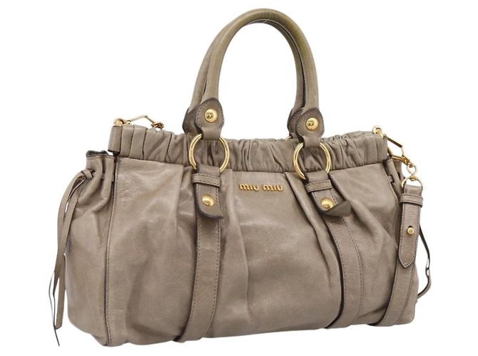 Miu Miu Handtasche Leder 2way Beige Gold Auth 167714M Golden
