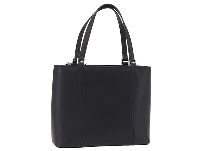 BURBERRY Handtasche aus Leder Schwarz Silber Auth 206782A
