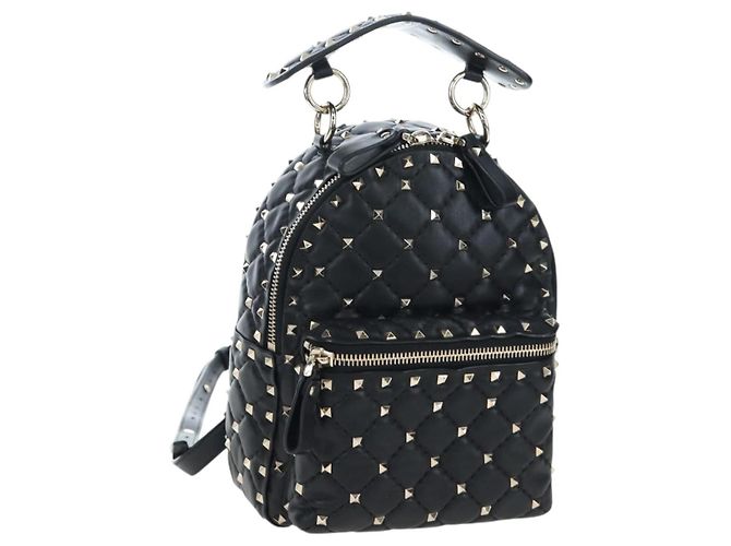 Valentino Rock Studs Rucksack Leder Schwarz Gold authentisch 206755V Golden
