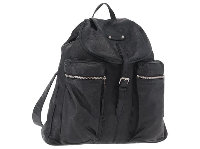 Zaino BALENCIAGA Pelle Nero Argento 326404 Auth 204900A