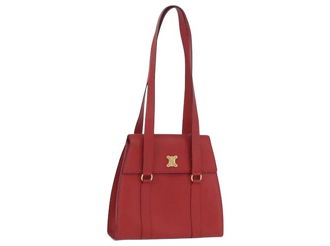 Céline Sac Cabas CELINE Cuir Rouge Ton Or Auth 207551