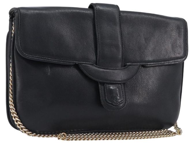 Céline Borsa a Tracolla con Catena CELINE Pelle Nero Oro Auth 205176 D'oro