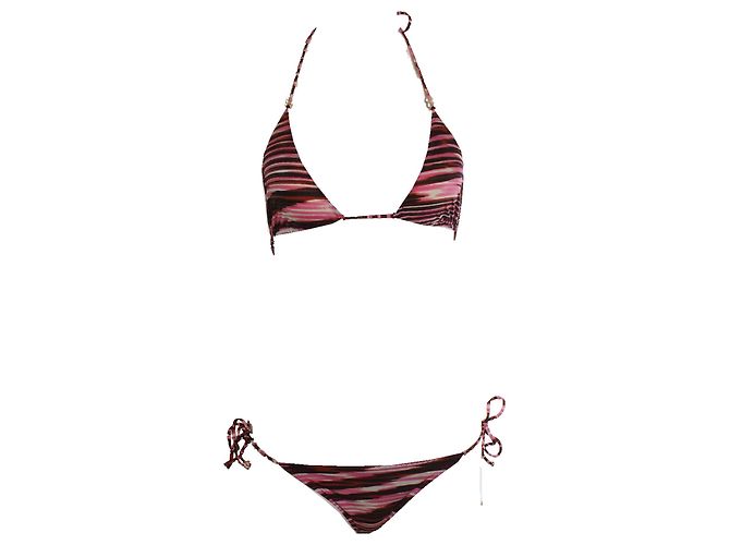 Missoni, Bikini a righe multicolore rosa e marrone