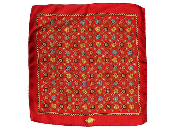 Atelier versace, Mini pañuelo de seda con estampado medusa Roja Multicolor