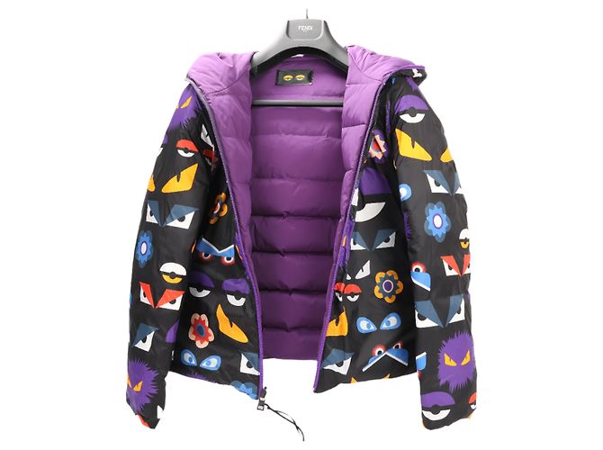 Fendi Puffer Jacke Lila, Größe 44