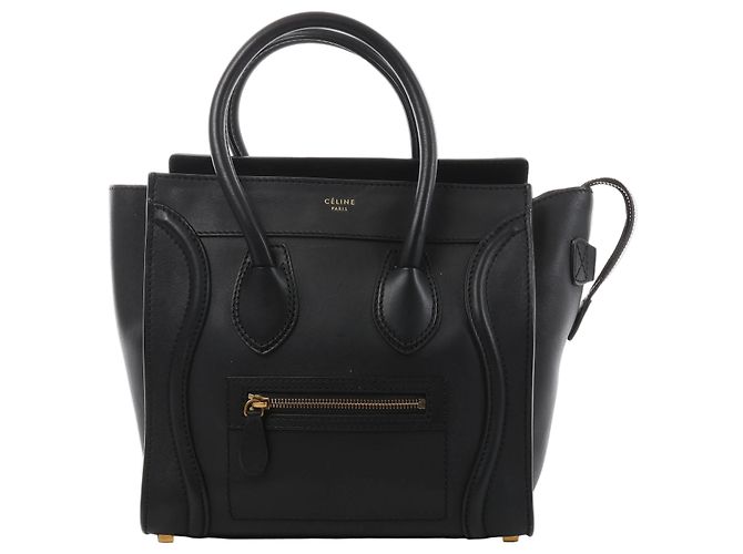 Céline Borsa a mano Celine Luggage Micro in pelle nera Nero