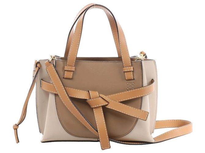 Bolso de mano 2Way Gate Mini de piel Loewe Beige