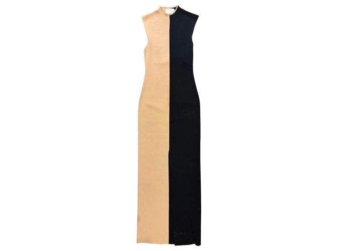 Autre Marque Vestido longo de malha Solace preto e bege