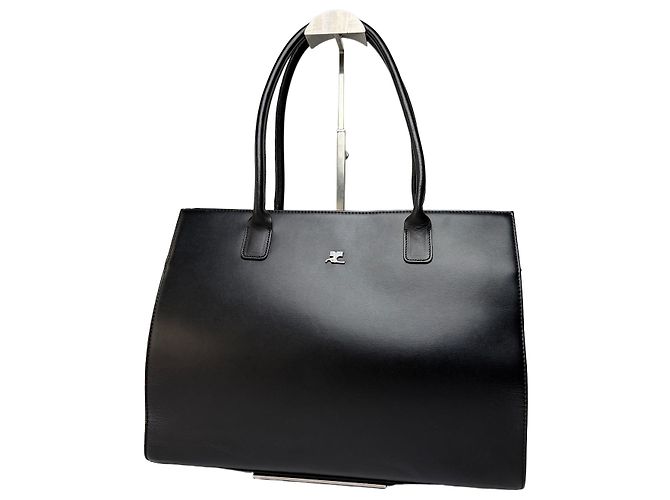Courreges Sac cabas structuré Vintage Courrèges AC Logo Noir Argent