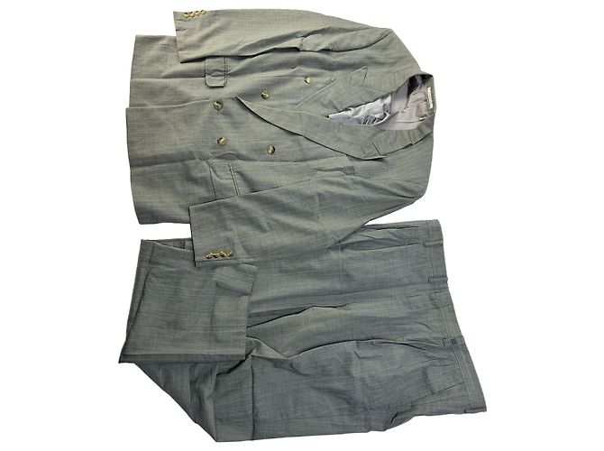 Vintage Givenchy Herren-Kostüm, zweireihig, hellgrau gestreift, M