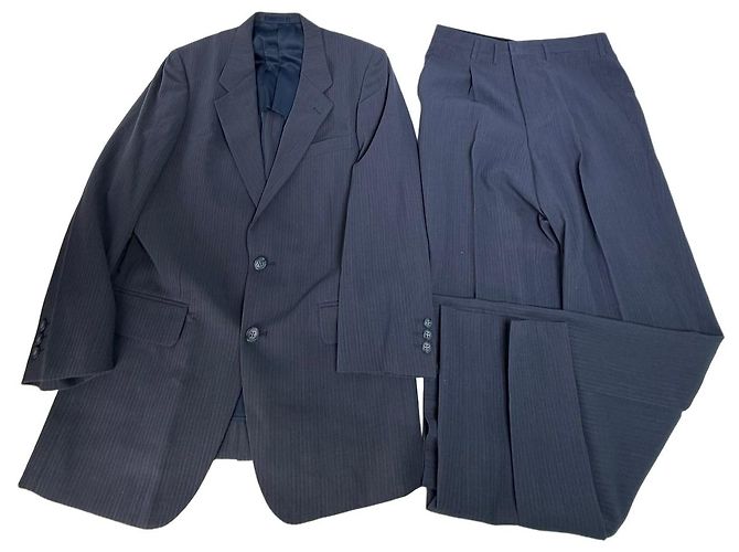 Vintage Givenchy Men's Light Blue Suit Set Dark Blue Lining M Navy blue