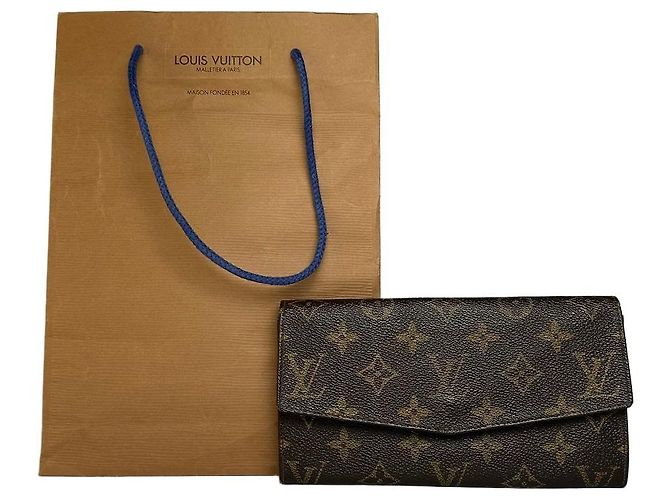 Vintage Louis Vuitton Monogram Canvas Bifold Wallet Brown Gold