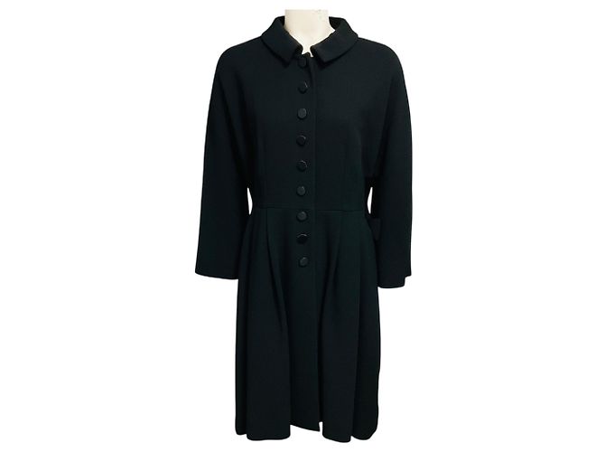 Casaco de crepe preto com gola e botões frontais Dolce & Gabbana com forro de bolinhas