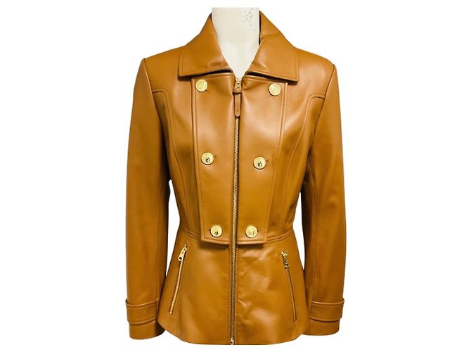 Mackage Earth Brown Barbara Fitted Lamb Leather Jacket