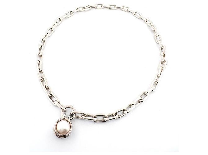 Autre Marque Collar Tiffany & Co. Hardware de perlas de agua dulce y plata de ley 925 Blanco