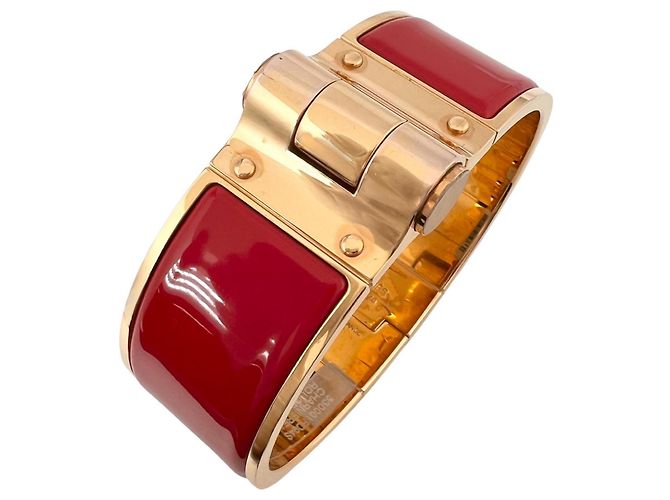 Hermès Hermes Charnière Bangle 530001F Red Golden