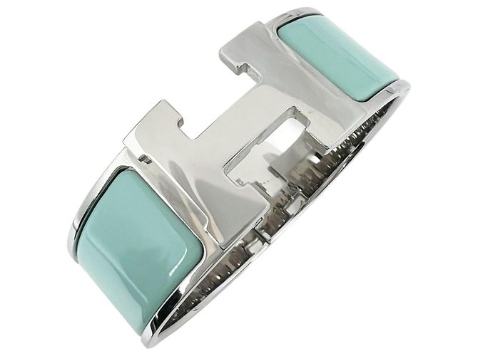 Bracciale Hermès Clic Clac H Argento Blu chiaro