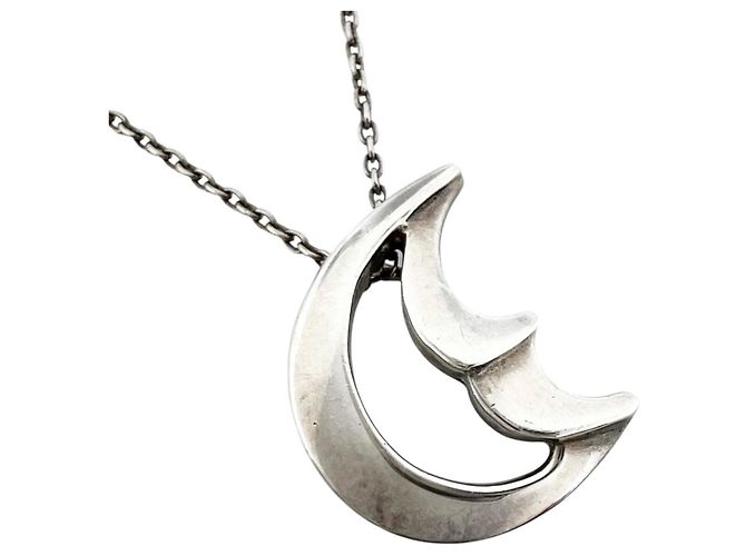 Autre Marque Tiffany Crescent Moon Anhänger Halskette Silber
