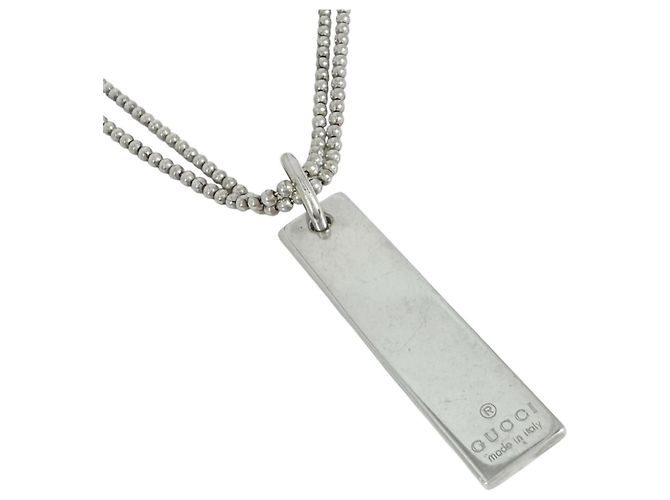 Collana Gucci con placca logo argentata Argento