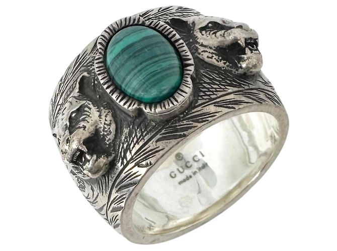 Gucci Garden Tiger Head Band Ring Silvery