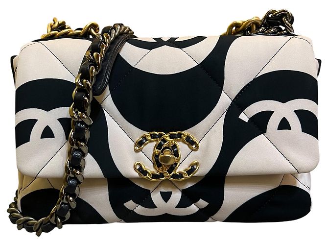 2022 Chanel Medium Printed Silk 19 Flap Bag