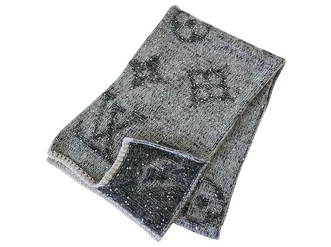 Écharpe en maille de mohair à sequins Monogram Louis Vuitton Marron