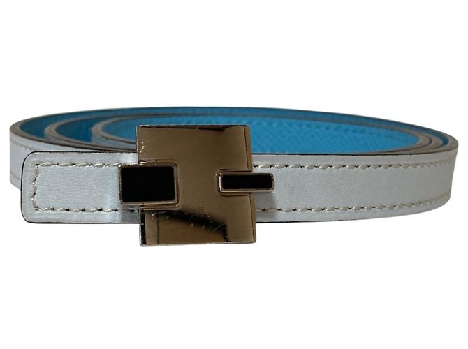 Hermès Cinto Reversível em Couro Veau Epsom HERMES Eileen Azul claro