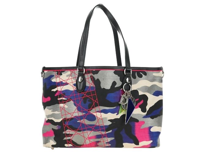 Christian Dior Open Limited Edition Anselm Reyle Camouflage Canvas Medium Multicolore